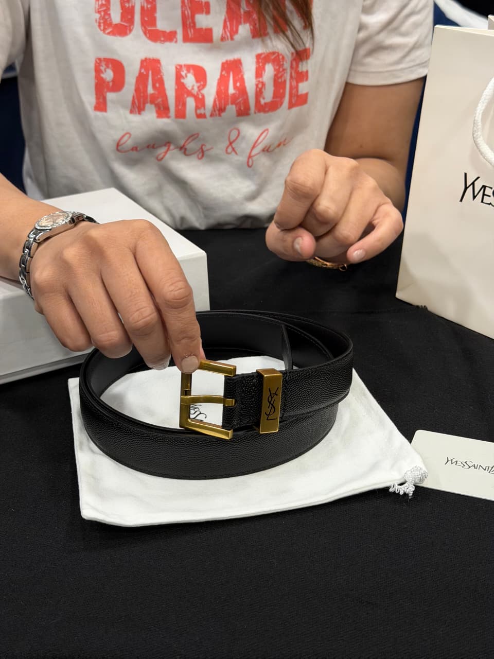 YSL 1:1 Grade Genuine Leather Women's Belt with Complete Box Packaging