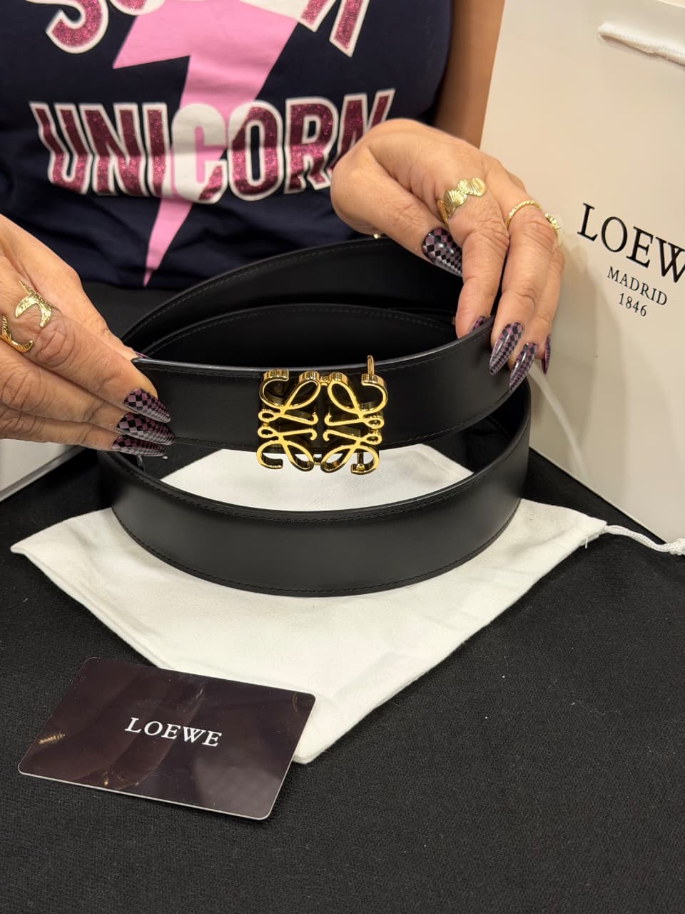 Loewe 1:1 Grade Genuine Leather Women's Belt with Complete Box Packaging