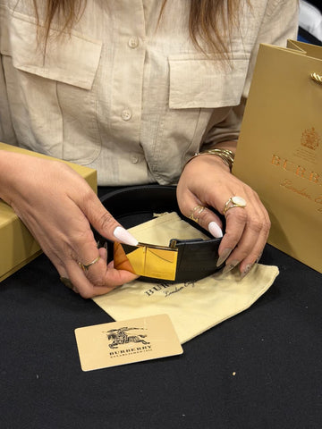 Burberry 1:1 Grade Genuine Leather Men's Belt with Complete Box Packaging