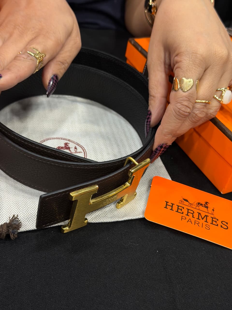 Hermes 1:1 Grade Genuine Leather Men's Belt with Complete Box Packaging