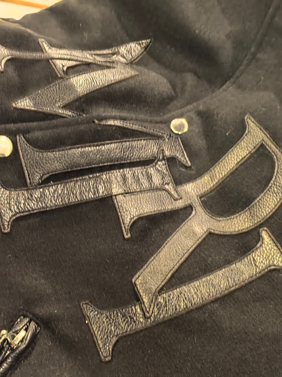 Am-iri High End Real Leather Arms and Logos Varsity Jacket